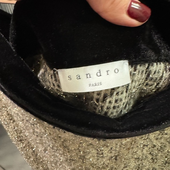 Sandro Black and Gold Textured Pencil Mini Skirt - Picture 2 of 4